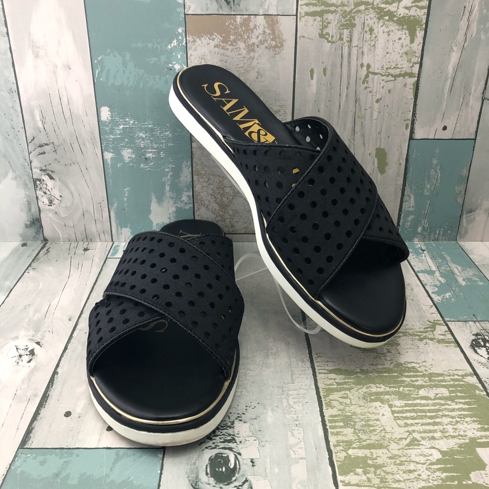 Sam & Libby Black Open Toe Sandals Women’s Size 8